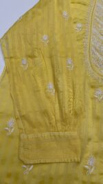 YELLOW CHANDERI MUL CHIKANKARI CO-ORD SET - Image 3