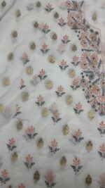 Dyeable Chanderi Silk Chikankari Mukaish Kurta Dupatta Fabric Set - Image 4