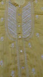 YELLOW CHANDERI MUL CHIKANKARI CO-ORD SET - Image 2