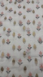 Dyeable Chanderi Silk Chikankari Mukaish Kurta Dupatta Fabric Set - Image 5