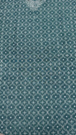 AQUA BLUE PURE & PREMIUM MONGA SILK CHIKANKARI MEN'S KURTA FABRIC - Image 3