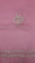 PINK PURE & PREMIUM ORGANZA CHIKANKARI KURTA & DUPATTA SET - Image 7