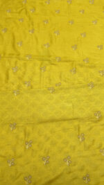 MUSTARD YELLOW PURE & PREMIUM MONGA SILK CHIKANKARI MEN'S KURTA FABRIC - Image 5