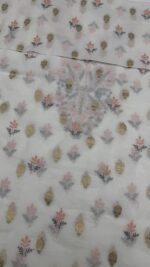 Dyeable Chanderi Silk Chikankari Mukaish Kurta Dupatta Fabric Set - Image 7