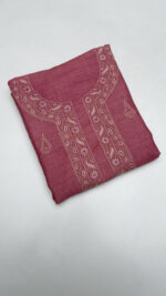 PINK PURE & PREMIUM MONGA SILK CHIKANKARI MEN'S KURTA FABRIC