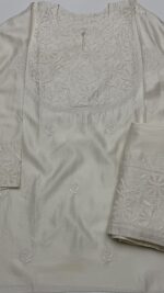 DYEABLE CHANDERI SILK CHIKANKARI CO-ORD SET - Image 4