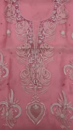 PINK PURE & PREMIUM ORGANZA CHIKANKARI KURTA & DUPATTA SET - Image 3