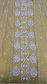 MUSTARD YELLOW PURE & PREMIUM TISSUE CHIKANKARI ANARKALI & DUPATTA SET - Image 5