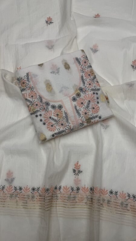 chanderi chikankari mukaish set