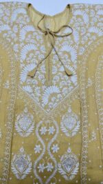 MUSTARD YELLOW PURE & PREMIUM TISSUE CHIKANKARI ANARKALI & DUPATTA SET - Image 3