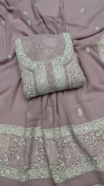 MAUVE PURE & PREMIUM GEORGETTE CHIKANKARI KURTA & DUPATTA SET