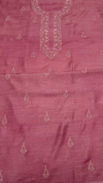 PINK PURE & PREMIUM MONGA SILK CHIKANKARI MEN'S KURTA FABRIC - Image 4