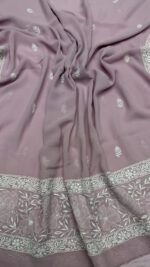 MAUVE PURE & PREMIUM GEORGETTE CHIKANKARI KURTA & DUPATTA SET - Image 2