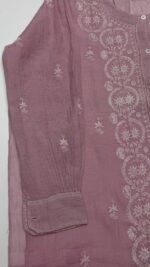 ONION PINK PURE & PREMIUM TISSUE CHIKANKARI CO-ORD SET - Image 3