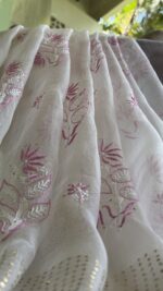 DYEABLE PURE & PREMIUM ORGANZA CHIKANKARI & MUKAISH SAREE & BLOUSE - Image 7