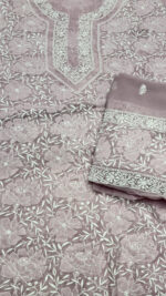 MAUVE PURE & PREMIUM GEORGETTE CHIKANKARI KURTA & DUPATTA SET - Image 5