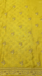 MUSTARD YELLOW PURE & PREMIUM MONGA SILK CHIKANKARI MEN'S KURTA FABRIC - Image 6