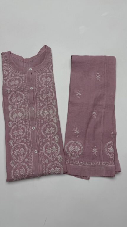 ONION PINK PURE & PREMIUM TISSUE CHIKANKARI CO-ORD SET