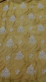 MUSTARD YELLOW PURE & PREMIUM MONGA SILK CHIKANKARI  KURTA & DUPATTA SET - Image 5