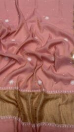 SALMON PINK PURE & PREMIUM TISSUE CHIKANKARI A-LINE ANARKALI & DUPATTA SET - Image 2