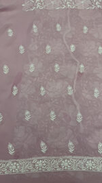 MAUVE PURE & PREMIUM GEORGETTE CHIKANKARI KURTA & DUPATTA SET - Image 7