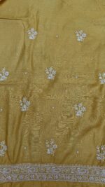 MUSTARD YELLOW PURE & PREMIUM MONGA SILK CHIKANKARI  KURTA & DUPATTA SET - Image 8