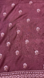 MAROON PURE & PREMIUM MONGA SILK CHIKANKARI MEN'S KURTA FABRIC - Image 6