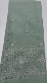 MINT GREEN CHANDERI MUL CHIKANKARI & MUKAISH CO-ORD SET - Image 6