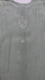 MINT GREEN CHANDERI MUL CHIKANKARI & MUKAISH CO-ORD SET - Image 5