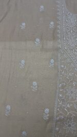 DYEABLE PURE & PREMIUM TISSUE CHIKANKARI KURTA & DUPATTA SET - Image 4