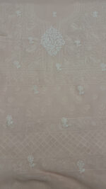 PEACHISH PINK PURE & PREMIUM GEORGETTE CHIKANKARI KURTA & DUPATTA SET - Image 7