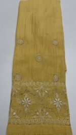 BUTTER YELLOW CHANDERI MUL CHIKANKARI & MUKAISH CO-ORD SET - Image 6