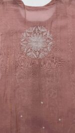 TERRACOTTA PINK PURE & PREMIUM TISSUE CHIKANKARI CO-ORD SET - Image 5