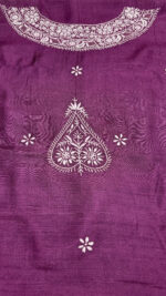 AUBERGINE PURE & PREMIUM MONGA SILK CHIKANKARI CHIKANKARI MEN'S KURTA FABRIC - Image 6