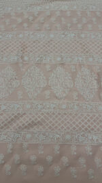 PEACHISH PINK PURE & PREMIUM GEORGETTE CHIKANKARI KURTA & DUPATTA SET - Image 4