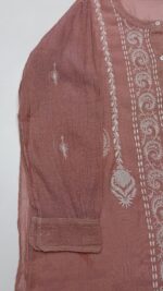 TERRACOTTA PINK PURE & PREMIUM TISSUE CHIKANKARI CO-ORD SET - Image 3