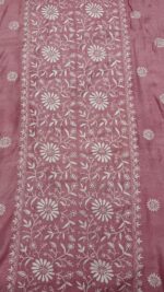 PINK PURE & PREMIUM MONGA SILK CHIKANAKRI KURTA & DUPATTA SET - Image 4