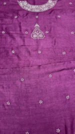 AUBERGINE PURE & PREMIUM MONGA SILK CHIKANKARI CHIKANKARI MEN'S KURTA FABRIC - Image 7