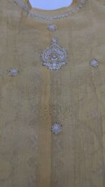 BUTTER YELLOW CHANDERI MUL CHIKANKARI & MUKAISH CO-ORD SET - Image 5