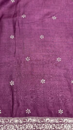 AUBERGINE PURE & PREMIUM MONGA SILK CHIKANKARI CHIKANKARI MEN'S KURTA FABRIC - Image 8