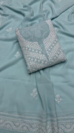 BABY BLUE PURE & PREMIUM GEORGETTE CHIKANKARI KURTA & DUPATTA SET