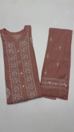 TERRACOTTA PINK PURE & PREMIUM TISSUE CHIKANKARI CO-ORD SET