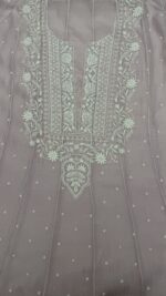 LAVENDER CHANDERI MUL CHIKANKARI ANARKALI & DUPATTA SET - Image 3