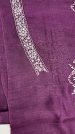 AUBERGINE PURE & PREMIUM MONGA SILK CHIKANKARI CHIKANKARI MEN'S KURTA FABRIC - Image 9