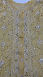 BUTTER YELLOW CHANDERI MUL CHIKANKARI & MUKAISH CO-ORD SET - Image 2