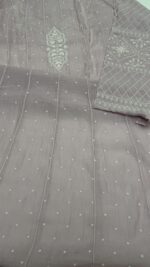 LAVENDER CHANDERI MUL CHIKANKARI ANARKALI & DUPATTA SET - Image 7