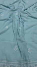 BABY BLUE PURE & PREMIUM GEORGETTE CHIKANKARI KURTA & DUPATTA SET - Image 2