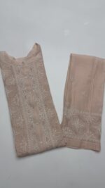 SOFT PINK CHANDERI MUL CHIKANKARI & MUKAISH CO-ORD SET