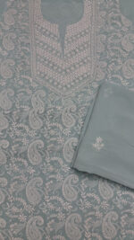 BABY BLUE PURE & PREMIUM GEORGETTE CHIKANKARI KURTA & DUPATTA SET - Image 5