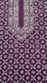 AUBERGINE PURE & PREMIUM MONGA SILK CHIKANKARI CHIKANKARI MEN'S KURTA FABRIC - Image 2